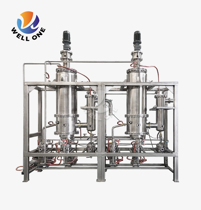 Distillation à couche mince en deux étapes