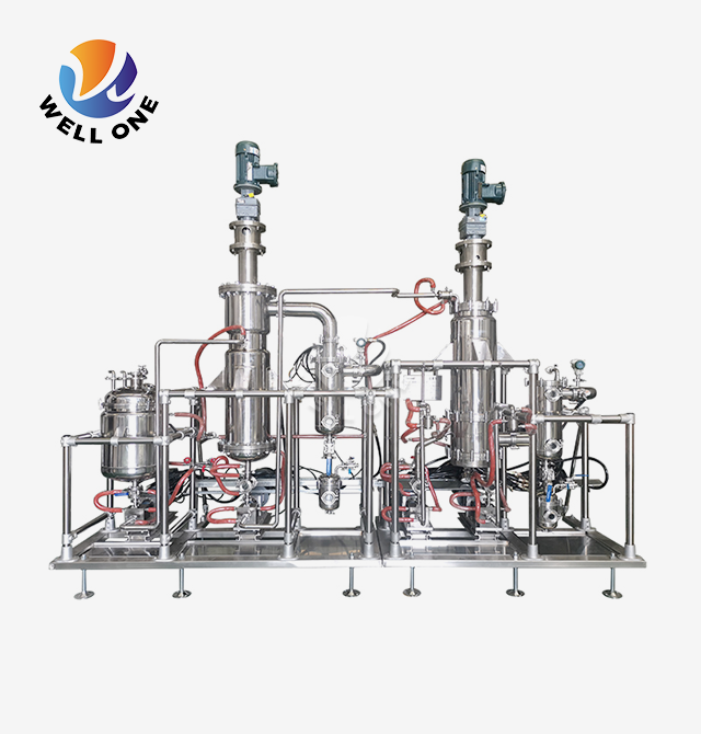 Machine de distillation moléculaire à film essuyé en deux étapes